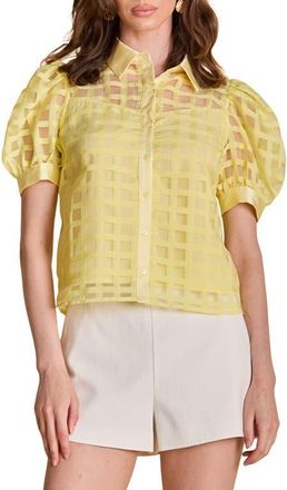 English Factory Puff Sleeve Organza Top in Light Yellow at Nordstrom, Size X-Small