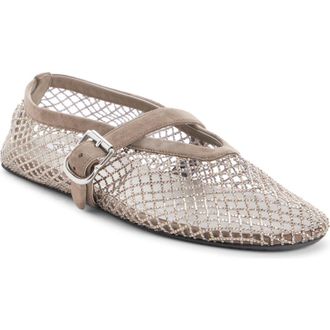 Alaia Fishnet Mary Jane Flat in Argent at Nordstrom, Size 8.5Us
