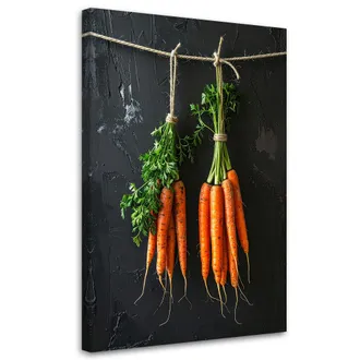 Feeby Cuadro Sobre Lienzo, Zanahorias Colgantes Verduras, 80x120
