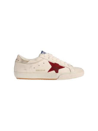 Golden Goose White Super-Star Worn Calf Leather Sneakers