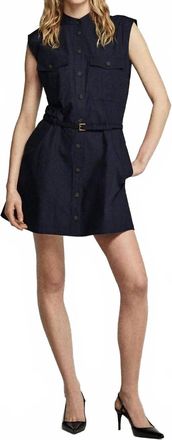 Frame Denim Safari Sleeveless Mini Dress In Navy