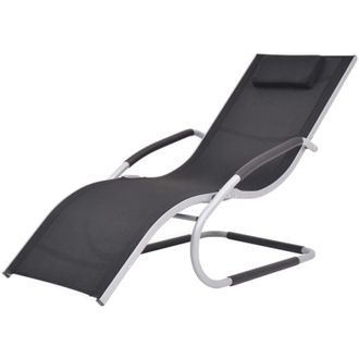 vidaXL Tumbona Con Coj&iacute;n Aluminio Y Textilene Negra Vidaxl