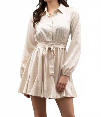 Blu Pepper Toast Houndstooth Dress In Champagne