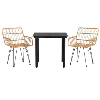 vidaXL Juego De Comedor De Jard&iacute;n 3 Piezas Rat&aacute;n Sint&eacute;tico Vidaxl