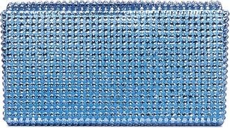 Amina Muaddi Womens Clutch Super Amini Paloma Blue Satin Bags