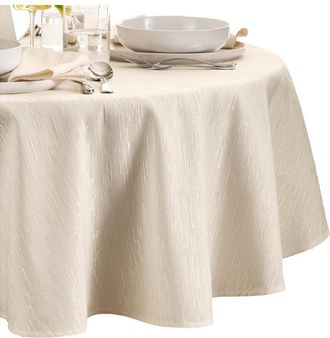 Elrene Continental Solid Texture Water & Stain Resistant Round Tablecloth