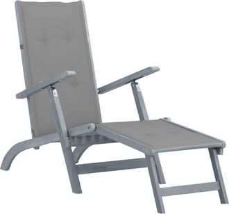 vidaXL Tumbona De Jard&iacute;n Con Reposapi&eacute;s Y Coj&iacute;n Madera Maciza Acacia Vidaxl