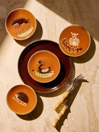 Poterie d'&Eacute;vires Animals Hand-Painted Ceramic Plates - 5.5in/14cm (Set of 4)