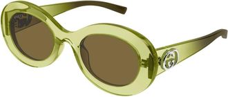 Gucci Ovale Zonnebril - Dames - Zonnebrillen - Groen - 51 MM - Accessoires