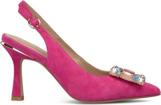 Alma En Pena Slingback Pump met Multicolor Strassgesp - Dames - Pumps - Roze - 38 EU - Schoenen