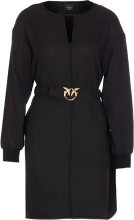 Pinko Pinko, Kleedjes, Dames, Zwart, M, Nylon, Elegante Zwarte Zijde & Nylon Jurk