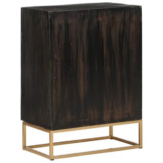 Berkfield Home Sideboard Black 55x34x75 cm Solid Wood Mango & Iron | Size: 55 x 34 x 75 cm