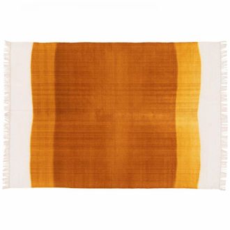 Oviala Alfombra de lana tejida plana amarilla/naranja de 120 x 170 cm