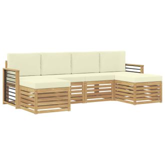 vidaXL Conjunto De Sof&aacute;s De Exterior 6 Pcs Blanco Y Crema Vidaxl