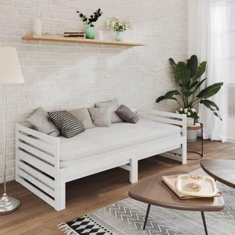 Berkfield Home Pull-out Day Bed White Solid Pinewood 2x(90x200) cm