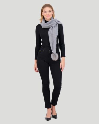 Gorski Wool Scarf with Fox Pompom