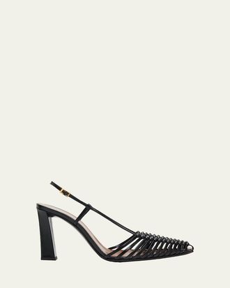 Giuseppe Zanotti 90mm Woven Leather Slingback Pumps