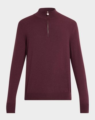 Kiton Men & apos;s 12gg Cashmere Mock Neck Quarter-Zip Sweater