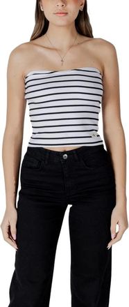 Calvin Klein Jeans Woven Label Rib Top - Dames - Tops zonder mouwen - Wit - L - Katoen - Tops