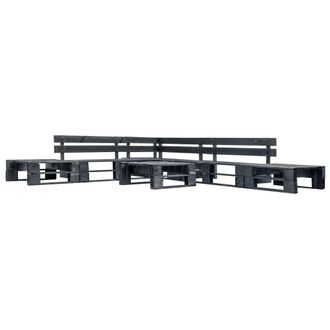 vidaXL Set De Muebles De Jard&iacute;n De Palets 6 Piezas Madera Negro Vidaxl