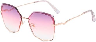 Generic Fashionable Metal Large Frame Decorative Sunglasses Men And Womens Vacation Beach Party Photo Sun Glasses(Red)