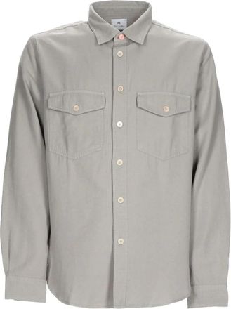 Paul Smith Cotton Twill Utility Shirt - Heren - Casual Overhemden - Grijs - L - Katoen - Overhemden