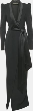 Alexandre Vauthier Black Satin Collar Crepe Tailored Long Dress