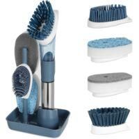 OEM Cepillo Para Platos 4 En 1 Con Dispensador De L&iacute;quido, Cepillo Para Platos Con Mango Y Soporte, Cepillo De Cocina Reemplazable Para Lavar Platos, Limp
