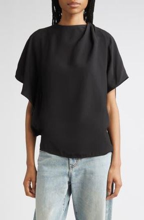 Proenza Schouler Etta Hammered Viscose Asymmetric Sleeve Top in Black at Nordstrom Rack, Size 6
