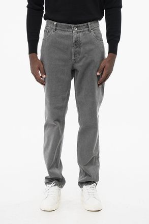 Brunello Cucinelli Slim Fit Cotton Jeans with 16cm Belt Loops Brunello Cucinelli