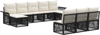 vidaXL Conjunto De Sof&aacute;s De Jard&iacute;n 10 Uds. Negro Rat&aacute;n Sint&eacute;tico Vidaxl