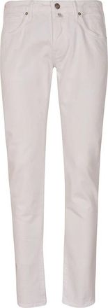Incotex Slim Fit Katoenen Stretch Broek - Heren - Slim Fit Broeken - Wit - W38 - Katoen - Broeken