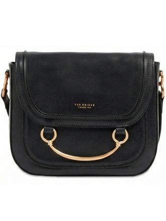 The Bridge Black Crossbody Structured Leather Satchel