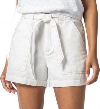 Lilla P Belted Canvas Short In White