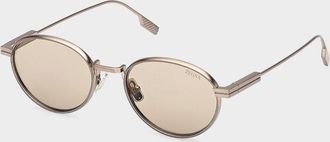 Ermenegildo Zegna 52mm Acetate & Metal Round Sunglasses