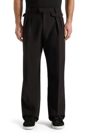 Mani&egrave;re De Voir Pierre Relaxed Fit Pleated Tailored Trousers - Black at Nordstrom, Size 32