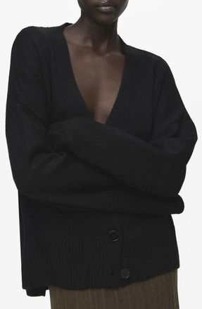 Mango Oversize V-Neck Cardigan in Black at Nordstrom, Size Medium