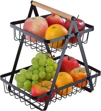 Trade Shop Trade Shop - Cestino Per Frutta Pane Snack Verdura Alzatina Portatutto 2 Ripiani Contenitore