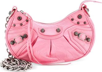 Balenciaga Le Cagole Giant Studs Chain Shoulder Bag Leather XS hobo bag - Roze