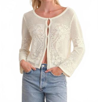 525 america Nadia Floral Pointelle Cotton Cardigan In Chalk