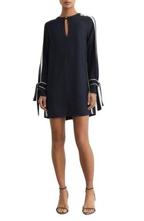 Reiss Tammy Long Sleeve Tipped Shift Dress in Navy at Nordstrom Rack, Size 2 Us / 6 Uk
