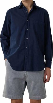 Hartford Mens Paul Long Sleeve Cotton Shirt In Dark Blue