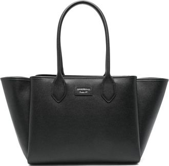 Emporio Armani Zwarte Leren Tote Tas - Dames - Shoppers - Zwart - ONE Size - Leer - Tassen