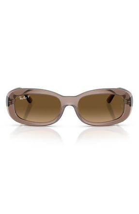 Ray-Ban 56mm Polarized Oval Sunglasses in Beige at Nordstrom