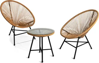 IDMarket Set Di Mobili Da Giardino Izmir - Tavolo E 2 Poltrone Con Corda Effetto Rattan