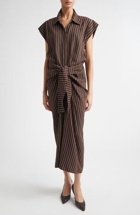 A.L.C. Emilia Stripe Tie Front Shirtdress in Ganache Stripe at Nordstrom, Size 00