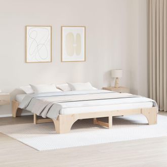 Berkfield Home Bed Frame Natural Solid Pine wood 180 x 200 cm Simple in Brown
