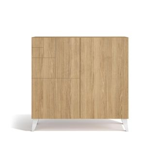 HERDASA Zapatero de melamina roble patas blanco 87x90x27 cm