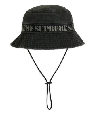 SUPREME Boonie vissershoed met webbing-detail - Zwart