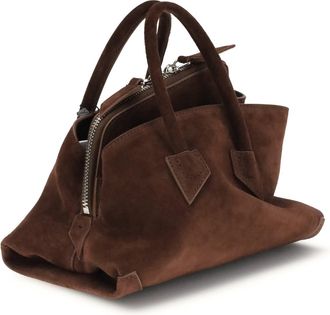 The Attico Womens Handbag La Passeggiata Mini Suede Blue Calf Leather Shoulder Bags